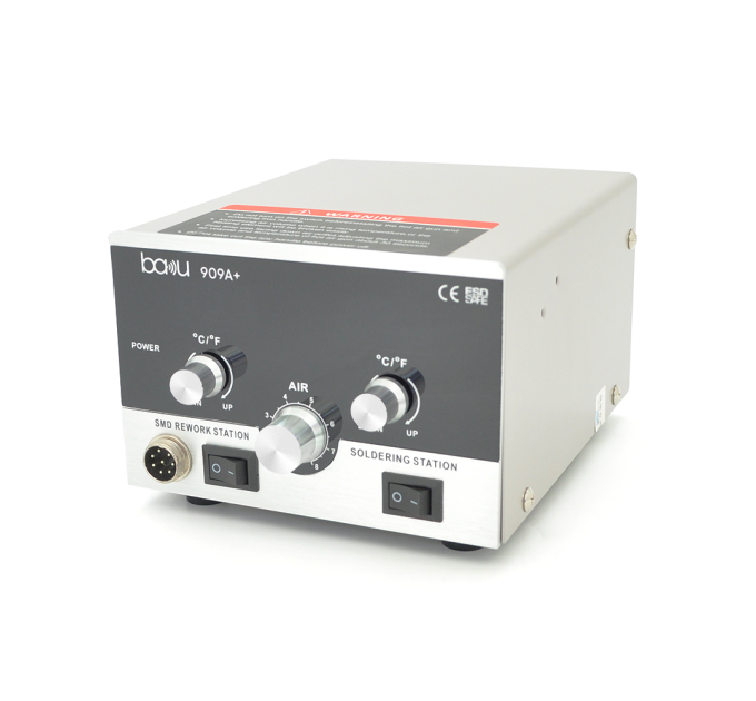 Паяльна станція BAKU BK-909 A+ цифрова індикація, 800W, паяльник / паяльний фен з блоком регулювання, 175*145*110мм, 3,5 кг