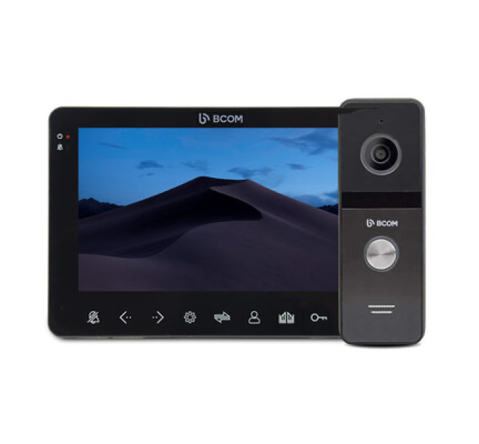 HD комплект відеодомофон та панель виклику BCOM BD-780FHD Black Kit ( 7дюймів домофон з пам'яттю, запис по руху, Full HD панель виклику )