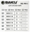 Жало для паяльника BAKKU BK-900M-T-D,silver, 4*6,3mm, мідь, гальванічне покриття, висока теплопровідність, швидке нагрівання, середній конус
