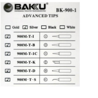 Жало для паяльника BAKKU BK-900M-T-D,silver, 4*6,3mm, мідь, гальванічне покриття, висока теплопровідність, швидке нагрівання, середній конус
