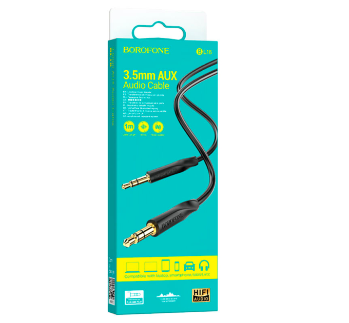 Кабель Borofone BL16 DC3.5 тато-тато 1.0м, круглий, Black, Box