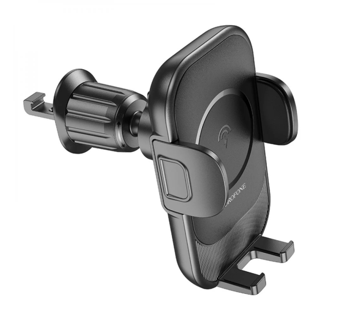 Автотримач BOROFONE BH204+ Wireless Charging 15W, кріплення на торпеду, клямка 50-90мм, Black, Box
