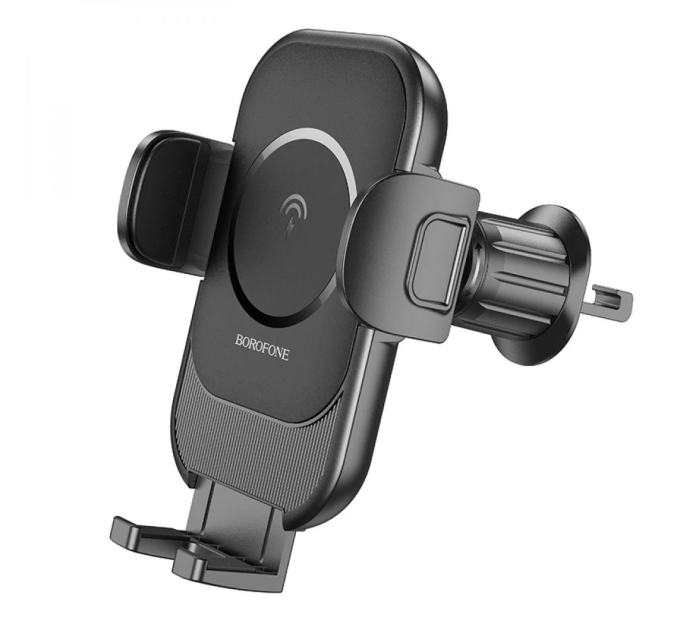 Автотримач BOROFONE BH204+ Wireless Charging 15W, кріплення на торпеду, клямка 50-90мм, Black, Box