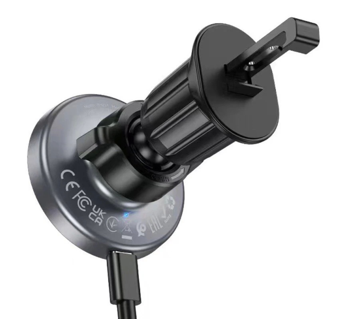 Автотримач BOROFONE BH211+ Wireless Charging 15W, кріплення на решітку, магніт, Black, Box