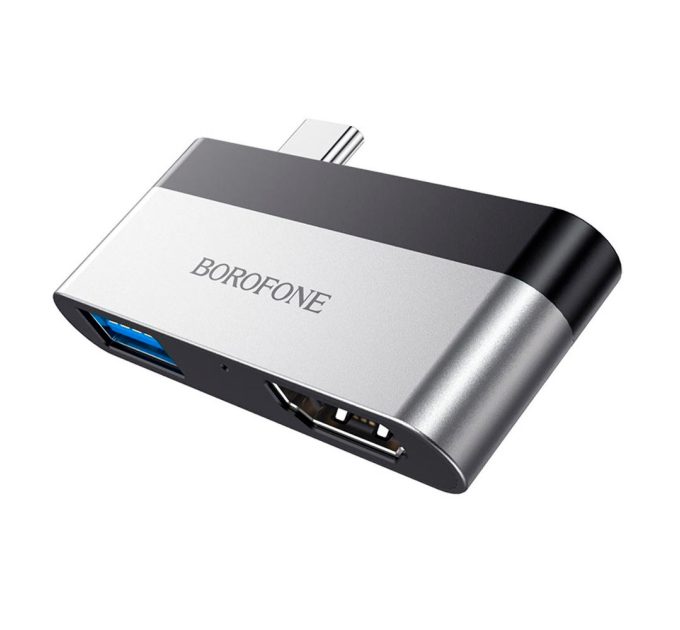 Перехідник BOROFONE DH2 Type-C(Male) - USB3.0+2*HDMI, Black, Box