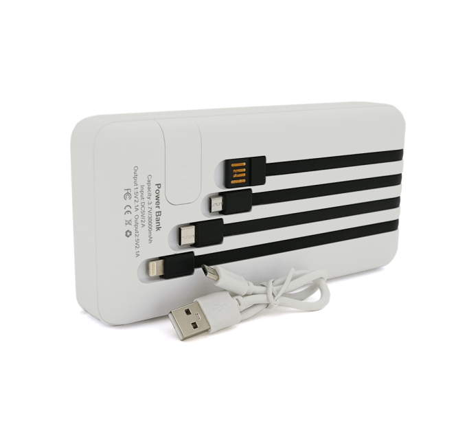 PowerBank Bix-30000mAh, Input:MicroUSB+Type-C, Output:4USB / Type-C / MicroUSB / Lightning, QC22.5W / PD20W, White
