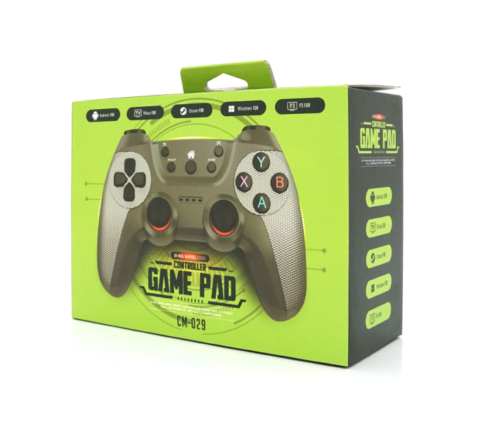 Геймпад Brazzers BR-029 бездротовий для PC X360 / P3 / Android / TVBOX, Grey, Box
