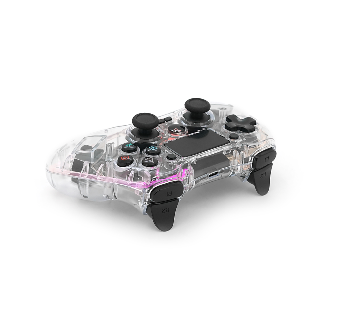 Геймпад Brazzers BR-P05 беспроводной для PS4 / PC / IOS / Android DUAL Motor Vibration, BT4.0, AUX, LED light bar, Transparent, 3.7V, 600mAh, Blister-box