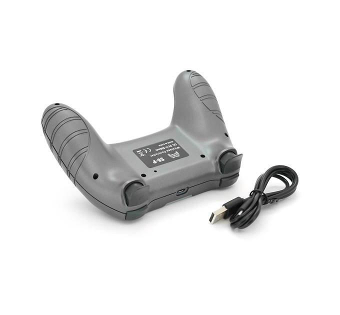 Геймпад Brazzers S8-P бездротовий для PS4 Wireless DOUBLE-motor vibration 4, роз'єм для навушників, LED light bar, Silver, 3.7V, 600mAh, Blister-box