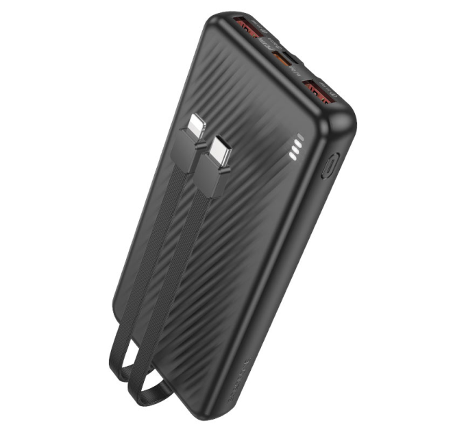 Power bank Borofone BJ57 10000mAh, 22.5W, кабеля USB: Lighting, Type-C, Black, 270g, Box