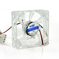 Кулер корпусний Merlion HXS 8025, 80x80x25mm, RPM 1900±10%, 12V / 0.15A, MOLEX 4+4-pin, прозорий, OEM