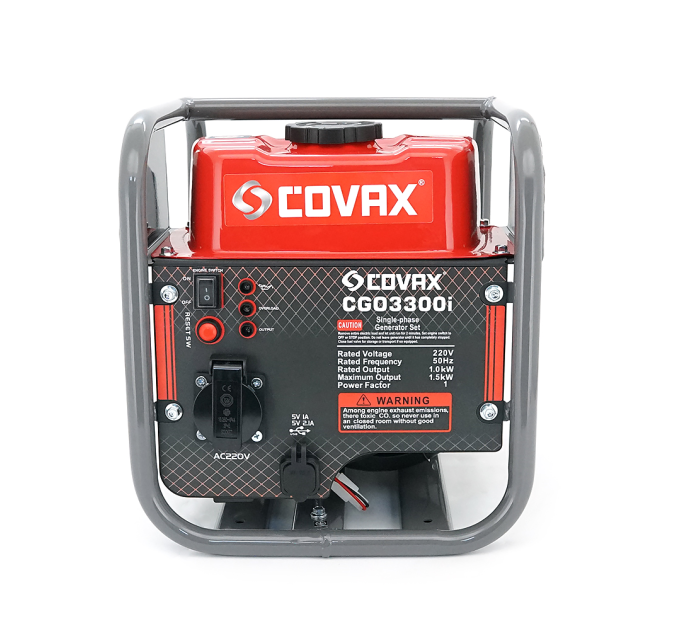 Генератор інверторний бензин COVAX CGO3300i, 1.5kW, однофазний 220V, 50Hz, 4-stroke, бак 2.3L, 341х285х315mm, 10kg