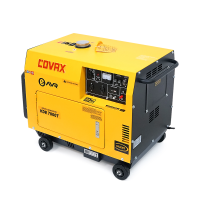 Генератор дизельний COVAX KDE7000T, 1-фазний 230V, 50Hz, 5.0kVA / 4.5kW, бак 15 л, витрата 1-1.2 л / год, пуск: стартер (без АКБ), 920x520x780 мм, 145 кг