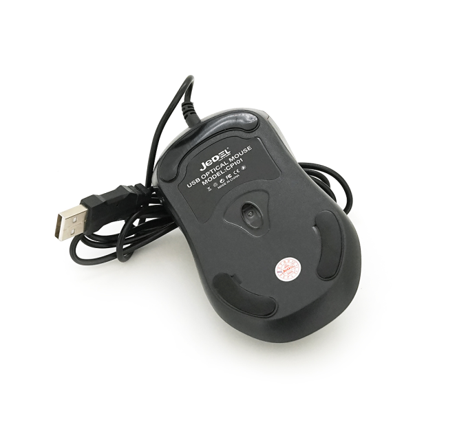 Миша провідна JEDEL CP101, 800 / 1200 / 1600DPI, кабель 1,35 м. 125x66x35 мм. 97 гр. Black. Box