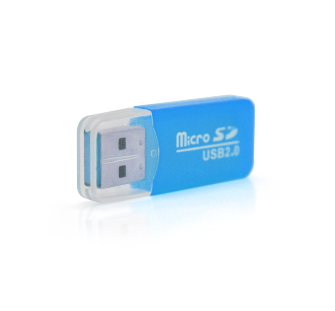 Кардридер універсальний MERLION CRD-1BL TF / Micro SD, USB2.0, Blue, OEM Q1500