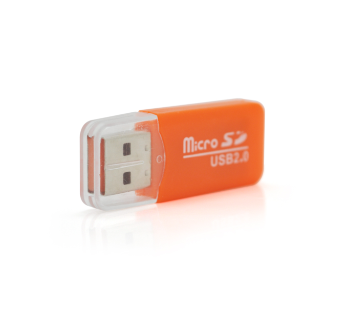 Кардридер універсальний MERLION CRD-1OR TF / Micro SD, USB2.0, Orange, OEM Q50