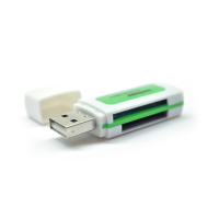 Кардридер універсальний 4в1 MERLION CRD-5GR TF / Micro SD, USB2.0, Green, OEM Q1500