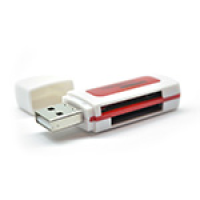 Кардридер універсальний 4в1 MERLION CRD-5RD TF / Micro SD, USB2.0, RED, OEM Q50