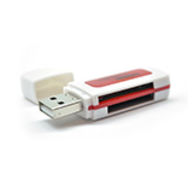 Кардридер універсальний 4в1 MERLION CRD-5RD TF / Micro SD, USB2.0, RED, OEM Q50