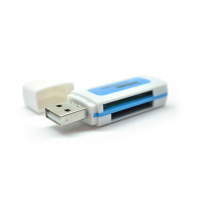 Кардридер універсальний 4в1 MERLION CRD-5VL TF / Micro SD, USB2.0, Blue, OEM Q1500