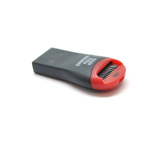 Кардрідер зовнішній USB 2.0, формат MicroSD, пластик, Black / Red, (Техпакет)