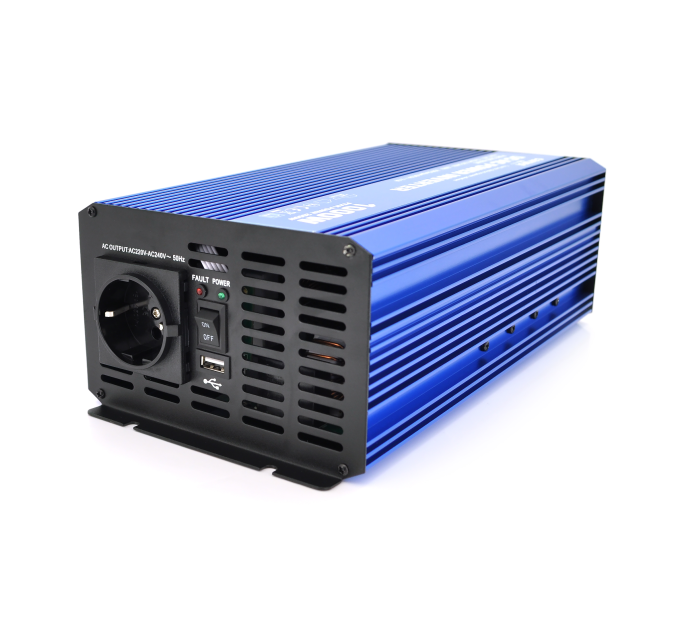 Інвертор напруги Carspa-SINUS P1000-242 (1000Вт), 12 / 220V, 1xShuko, 1USB, клеми, Box Q4