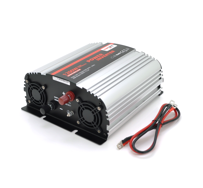 Інвертор напруги Carspa-1200-242 (1200Вт), 12 / 220V, approximated, 2Shuko, USB, клеми, Box Q4