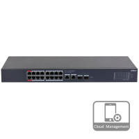 16-портовий гігабітний керований PoE комутатор DH-CS4220-16GT-190 з 16 / POE 100Мбіт + 2 / UP-Link 1000Мбіт + 2 / SFP 1000Мбіт, 440x220x44 мм