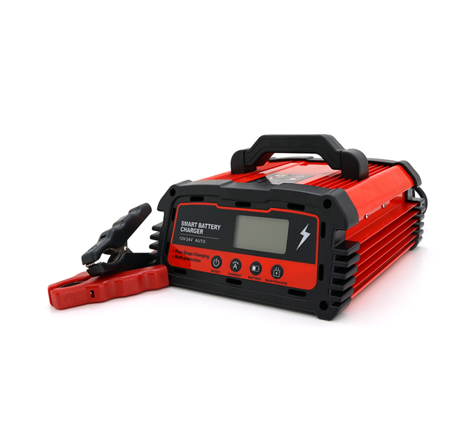 Автоматичне ЗУ для акумулятора DEMUDA 12V / 24V (MF,WET,AGM,GEL), AC110 / 220V, DC14,8В / 29,6В, Струм заряду 12V / 8A, 24V / 6A, LCD, крокодили