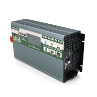 Інвертор напруги Demuda DMDPSW-2000W, 12V / 220V, 2000W з правильною синусоїдою, 2 універсальні розетки, 2 USB, Rj 45, клемні дроти, Q4