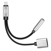 Перехідник 2 в 1 Y026 Lighting(M) =>Lighting(F) + Jack 3.5mm(F), 5см, Black / Silver, Box