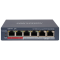6-портовий некерований POE комутатор Hikvision DS-3E0106P-E / M(B) , 4 POE×100 Мбіт / с + 2 RJ45×100 Мбіт / с