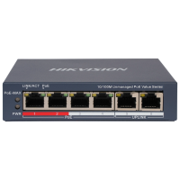 6-портовий некерований POE комутатор Hikvision DS-3E0106P-E / M(B) , 4 POE×100 Мбіт / с + 2 RJ45×100 Мбіт / с
