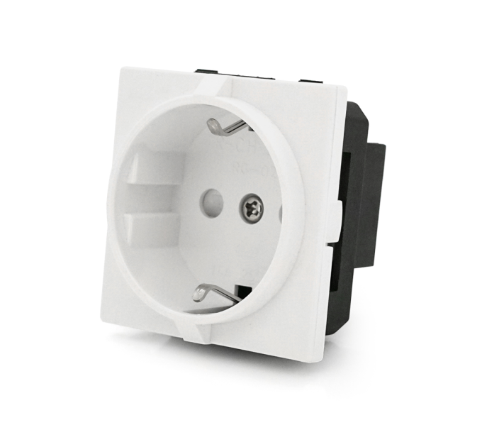 Розетка врізна з заземленням E-08, Input: AC 100-250V 16A, White