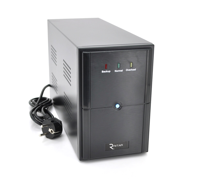ДБЖ Ritar E-RTM1500 (900W) ELF-L, LED, AVR, 3st, 3xSCHUKO socket, 2x12V9Ah, metal Case Q2 (405*195*285) 11,5 кг (340*120*190)