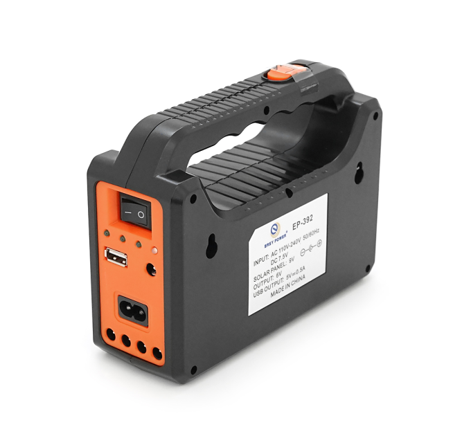 Переносний ліхтар EP-392 + Solar, Функції: PowerBank, АКБ 6V / 4000mAh, 3 виносні лампочки 3W, 175х65х125мм, Black, Box