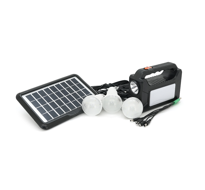 Переносний ліхтар EP-392 + Solar, Функції: PowerBank, АКБ 6V / 4000mAh, 3 виносні лампочки 3W, 175х65х125мм, Black, Box