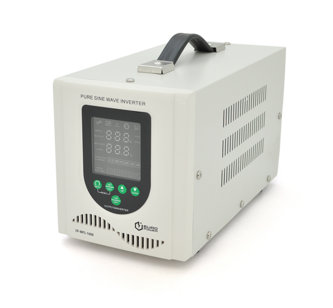 ДБЖ з правильною синусоїдою Europower EP-MPS-1000 / 12PLUS (700 Вт) 5 / 10 / 15 / 20А, під зовнішню АКБ 12В (AGM / GEL / LFP), Q2 (350*230*190)