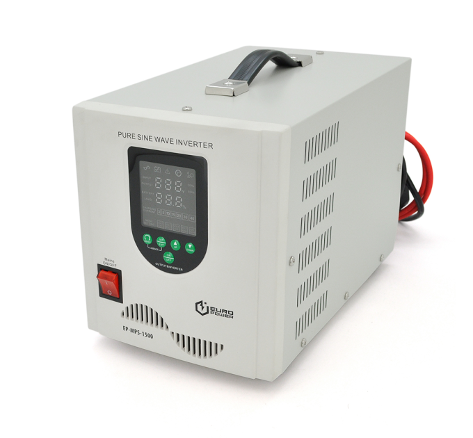 ДБЖ з правильною синусоїдою Europower EP-MPS-1500 / 12 (1050 Вт) 5 / 10 / 15 / 20 / 30А, під зовнішню АКБ 12В (AGM / GEL / LFP), Q1 (390*245*275)