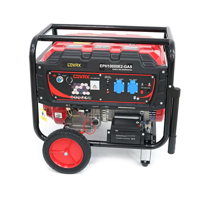 Генератор бензиновий COVAX EPH10000E2-GAS, 7.0kW, бензин / газ, однофазний 220V, 50Hz, DC12V, 18HP, Electric Starter, tank 25L, 690x535x555mm