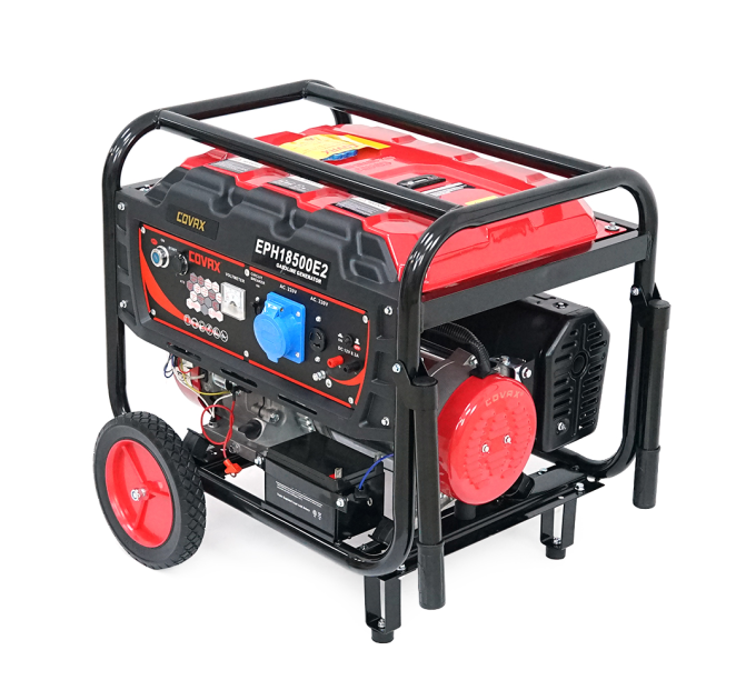 Генератор бензиновий COVAX EPH18500E2, 9.0kW, однофазний 220V, 50Hz, DC12V, 20HP, Electric Starter, tank 25L, 705x560x570mm, 88kg