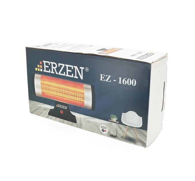 Інфрачервоний обігрівач ERZEN EZ-1600, 1600Вт, 2 режими 800 / 1600Вт, 480x260x150mm, Box
