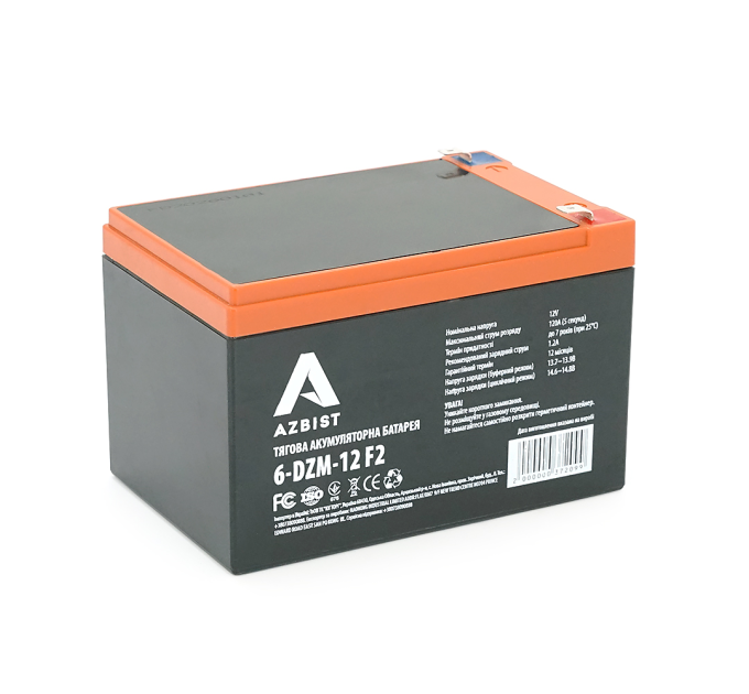 Тягова акумуляторна батарея AGM AZBIST 6-DZM-12, 12V 12Ah F2 (151х98х101 мм) Black Q3