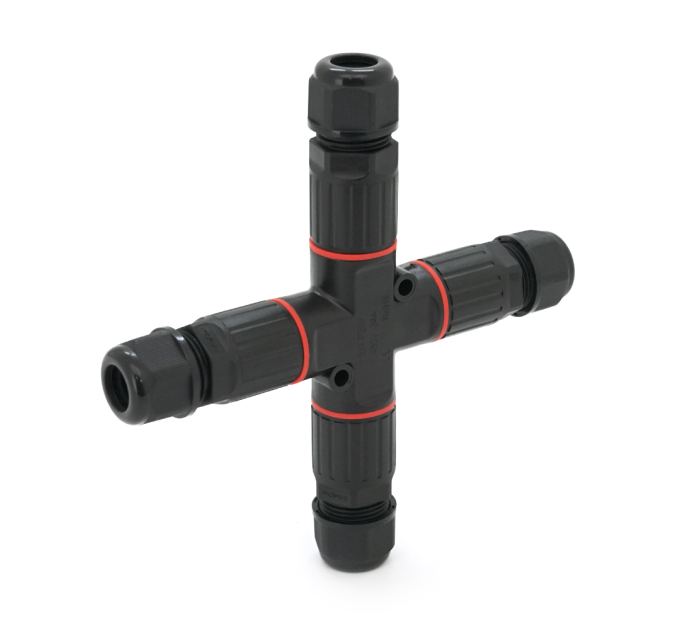 Кабельний T-розгалужувач EW-P20T-3P, під кабель 5-9 мм, 16A, 450V, Black