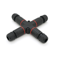 Кабельний T-розгалужувач EW-P20T-3P, під кабель 5-9 мм, 16A, 450V, Black