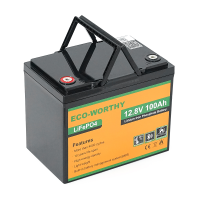 Аккумуляторная батарея Eco-Worthy LiFePO4 12,8V 100Ah,(50 / 100A), bluetooth. -7°C до 60°C, винт M8, 260х168х209 мм. 12 кг