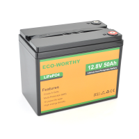 Аккумуляторная батарея Eco-Worthy LiFePO4 12,8V 50Ah,(50 / 50A), 0°C до 60°C, винт M8, 233х135х215 мм. 6.4 кг