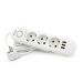 Мережевий фільтр F03U, 3 розетки EU + 3 USB, 1.5 м, перетин 3х0, 75мм, 2500W, White, Bag