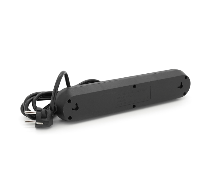 Мережевий фільтр F04U, 4 розетки EU + 3 USB, 1.5 м, перетин 3х0, 75мм, 2500W, Black, Box