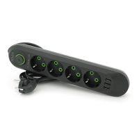 Мережевий фільтр F04U, 4 розетки EU + 3 USB, 1.5 м, перетин 3х0, 75мм, 2500W, Black, Box